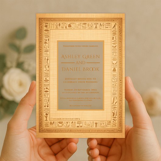 Hieroglyphic Motifs Papyrus Ancient Egypt Wedding アクリル招待状