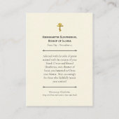 Hieromartyr St. Eleutherius Orthodox Prayer Card プレイスカード (裏面)