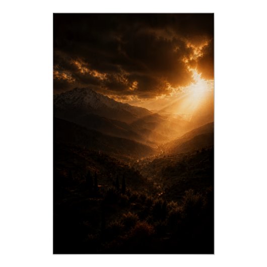 High Atlas Mountains Sunburst Poster ポスター (正面)