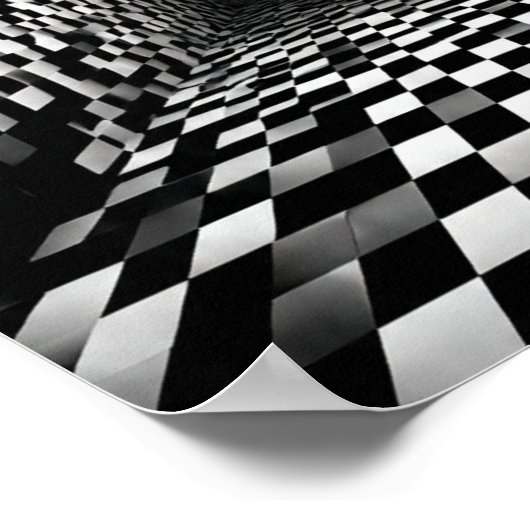 High Contrast Checkerboard Vortex Illusion ポスター (角)