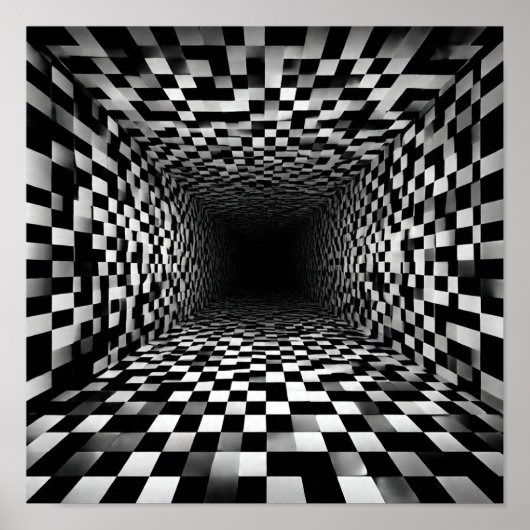 High Contrast Checkerboard Vortex Illusion ポスター (正面)