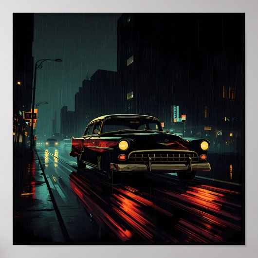 High-Contrast Film Noir: Backlit Evening Drive ポスター (正面)