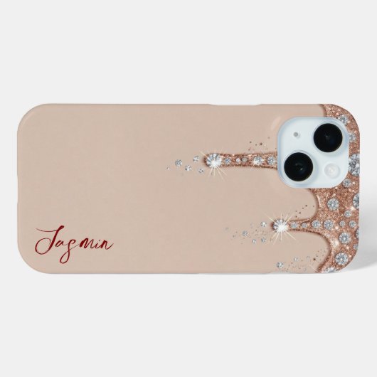 High-End Beige & Rose Gold Glitter Drip  Case-Mate iPhoneケース (裏面 (横))