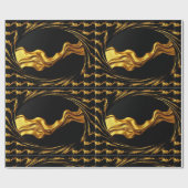 High-End Gifting: Full Liquid Gold Black Monochrom ラッピングペーパー (フラット)