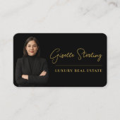 High End Real Estate Black Gold QR Code 名刺 (正面)