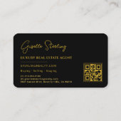 High End Real Estate Black Gold QR Code 名刺 (裏面)