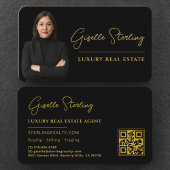 High End Real Estate Black Gold QR Code 名刺