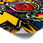High-Energy Urban Decor: Seamless Retro Sticker ポスター (角)
