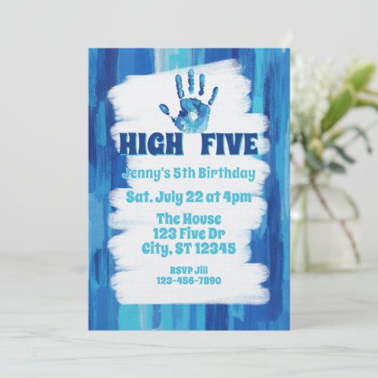 High Five, Blue Painted 5th Birthday 招待状 (スタンド正面)