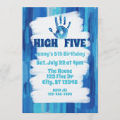 High Five, Blue Painted 5th Birthday 招待状 (正面)