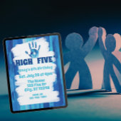 High Five, Blue Painted 5th Birthday 招待状