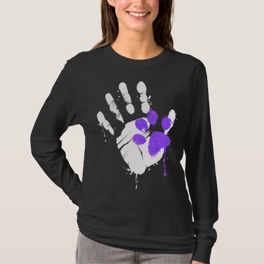High Five Hand Print With Purple Paw Print On Purr Tシャツ (正面)