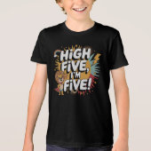 HIGH FIVE I'm Five - 5誕生日 子供へ トライブレンドＴシャツ (正面)