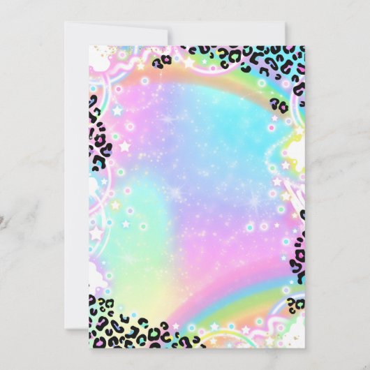 High Five Rainbow Leopard Print 5th Birthday Party 招待状 (裏面)