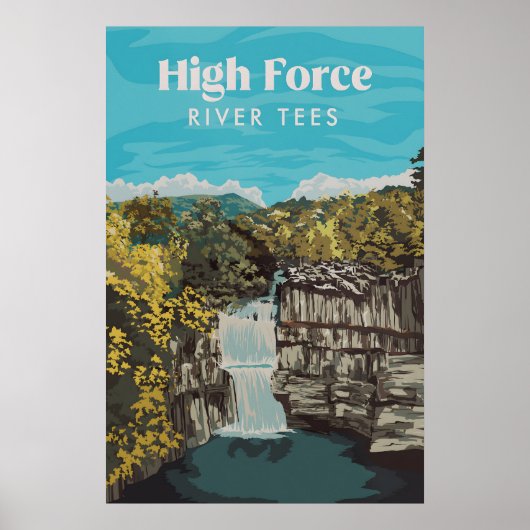 High Force Waterfall River Tees Travel Poster ポスター (正面)