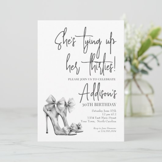 High Heel black bow 30th Birthday Party Invitation 招待状 (スタンド正面)