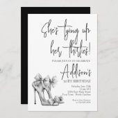 High Heel black bow 30th Birthday Party Invitation 招待状 (正面/裏面)