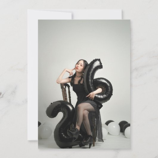 High Heels Black Bow 26th Birthday Party Photo 招待状 (裏面)