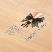 High Heels Black Bow Forty 40th Birthday Party  アクリル招待状 (レイダウン)