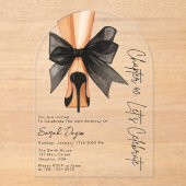 High Heels Black Bow Forty 40th Birthday Party  アクリル招待状 (正面)