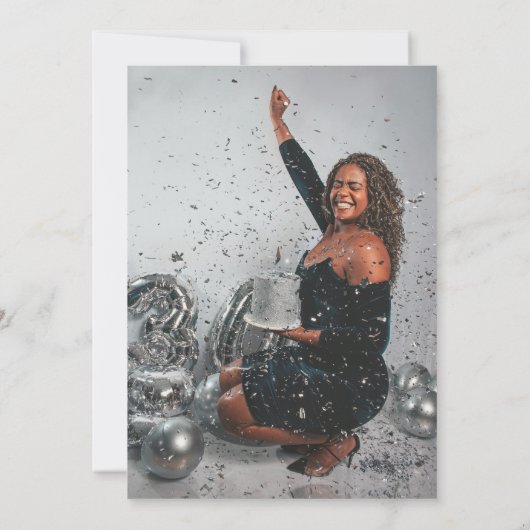 High Heels Black Bow Thirty 30th Birthday  招待状 (裏面)