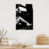 High Heels in Car Black and White Print Luxury ポスター (キッチン)