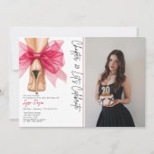 High Heels Pink Bow 20th Birthday Party Photo 招待状 (正面)