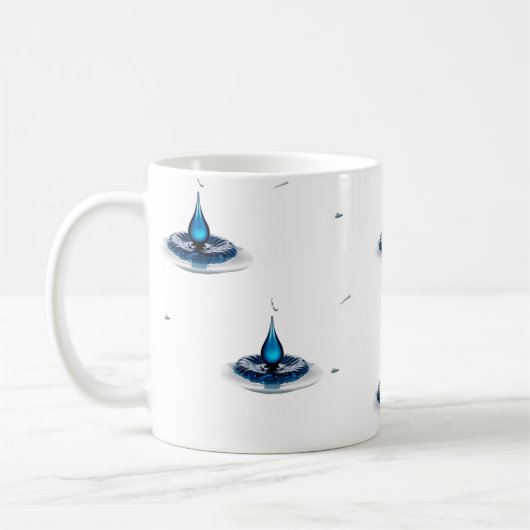 High-Impact Abstract Blue Water Drop Classic Mug コーヒーマグカップ (左)