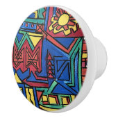 High Noon-Whimsical Hand Painted Modern Art セラミックノブ (右)