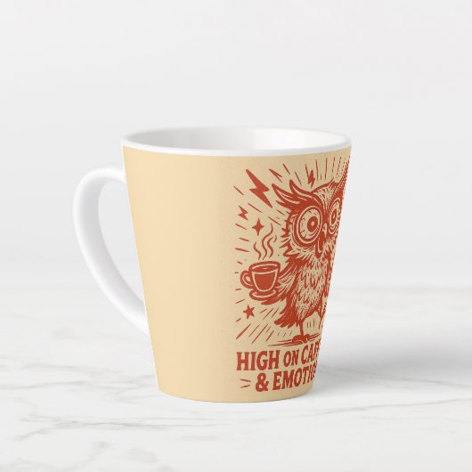 High on Caffeine & Emotions カフェラテマグ (左アングル)
