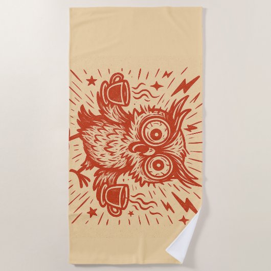 High on Caffeine & Emotions ビーチタオル (正面)