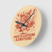 High on Caffeine & Emotions ラウンド壁時計 (傾斜)