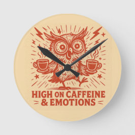 High on Caffeine & Emotions ラウンド壁時計