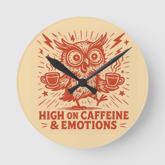 High on Caffeine & Emotions ラウンド壁時計 (正面)