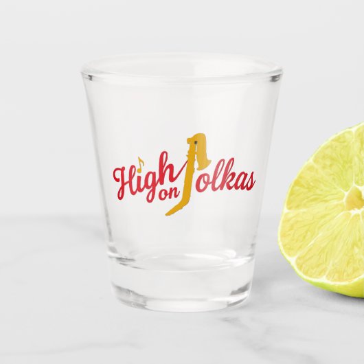 High on Polkas Logo Shot Glass ショットグラス (正面)