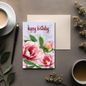 High-Poly Peony Birthday Card カード