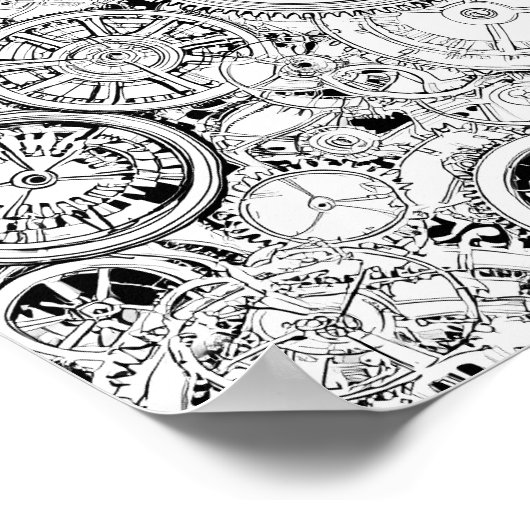 High-Precision Repeating Steampunk Gears Template ポスター (角)
