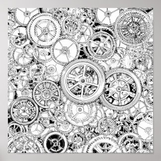 High-Precision Repeating Steampunk Gears Template ポスター