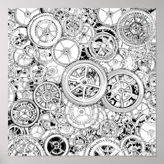 High-Precision Repeating Steampunk Gears Template ポスター (正面)