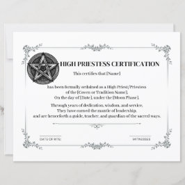 High Priestess Certification