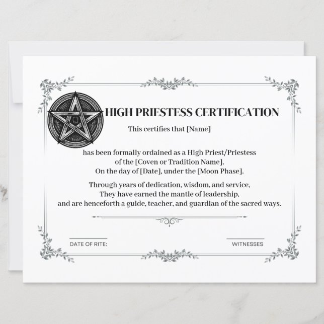 High Priestess Certification (正面)