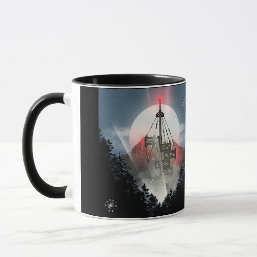 High-rise building behind the mountains マグカップ (左)