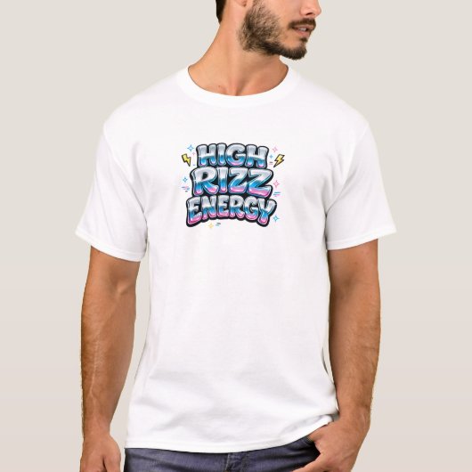 High RIZZ Energy Y2K Retro Bubble T-Shirt Tシャツ (正面)