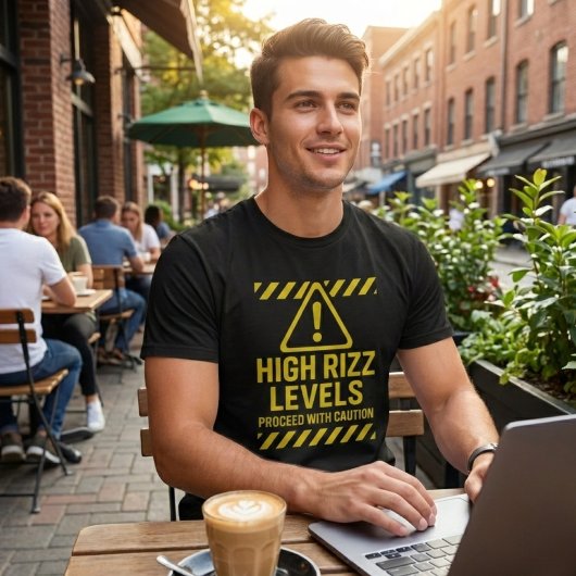 High Rizz Levels Caution Sign Funny Gen Z Slang Tシャツ