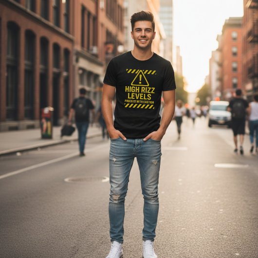 High Rizz Levels Caution Sign Funny Gen Z Slang Tシャツ