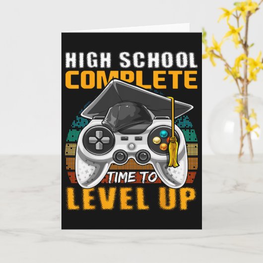 High School Complete Video Game Senior Graduation  カード (黄色い花)