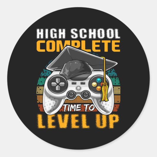 High School Complete Video Game Senior Graduation ラウンドシール (正面)