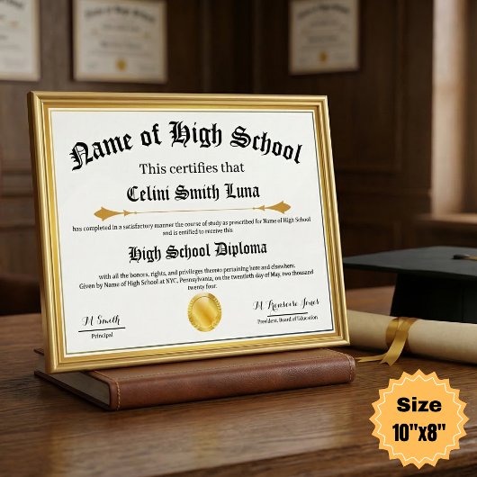 High School Diploma Replica Poster with Faux Gold  ポスター