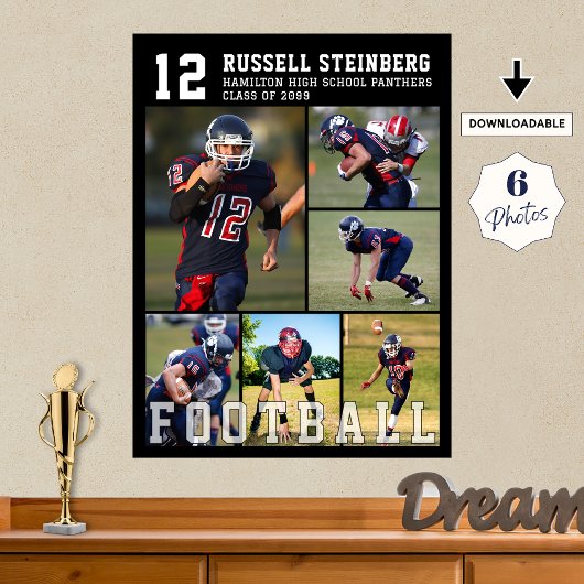 High School Football Senior Night 6 Photo Collage ポスター