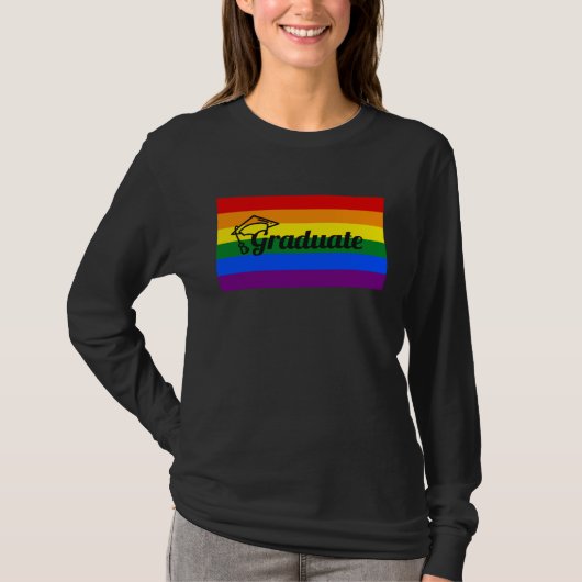 High School Graduate College Gay Pride Flag Tシャツ (正面)